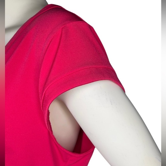 7th AVENUE NEW YORK & COMPANY Rose Pink Cap Short Sleeve V Neck Jersey Shirt, L - Picture 5 of 9